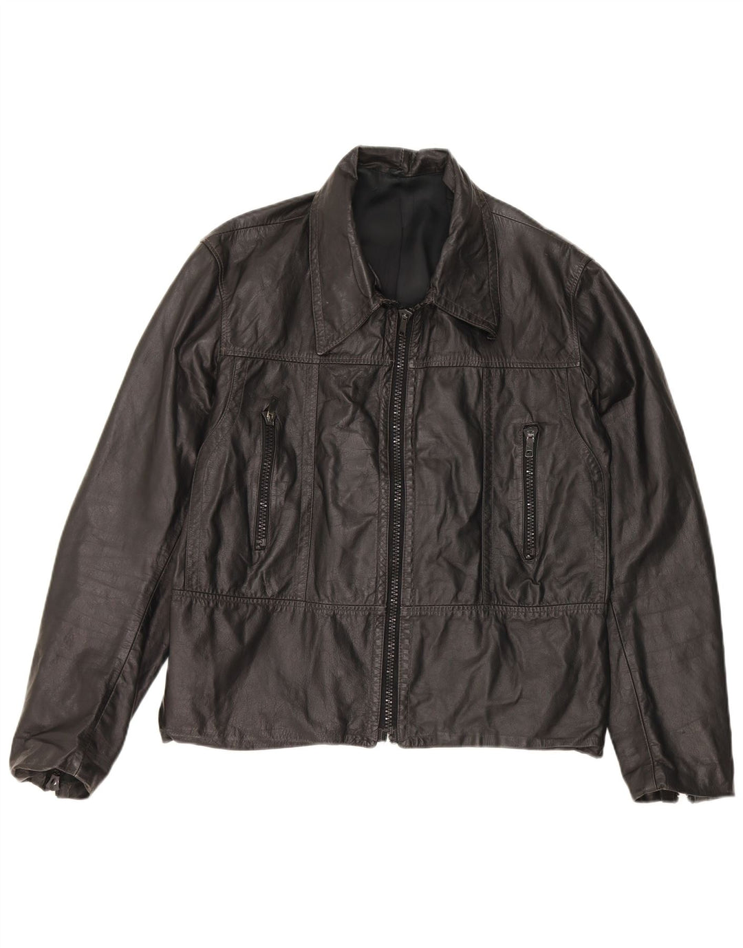 Veste en cuir femme vintage UK 18 XL Cuir Noir