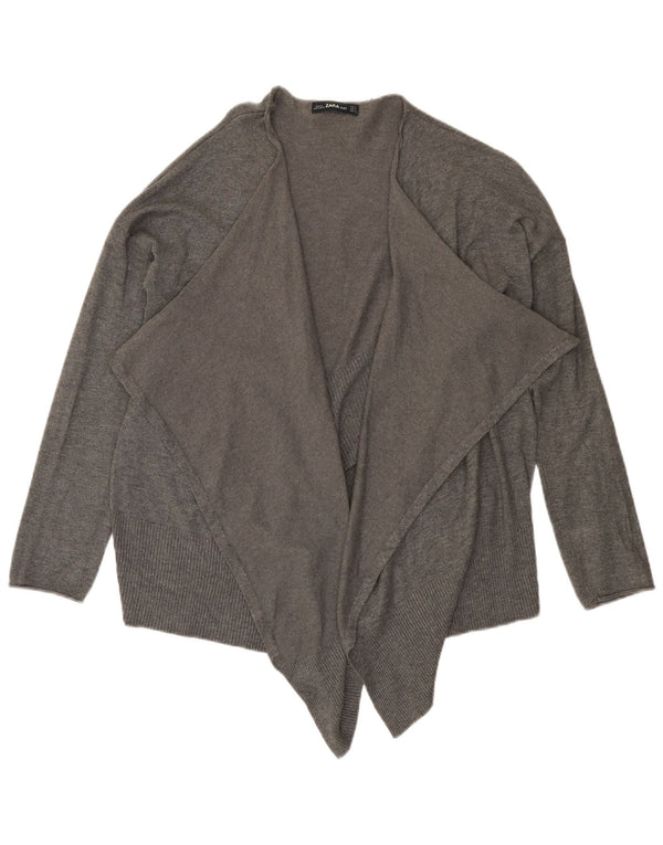 Zara Femme Cardigan Ouvert Asymétrique Surdimensionné Pull UK 10 Petit Gris
