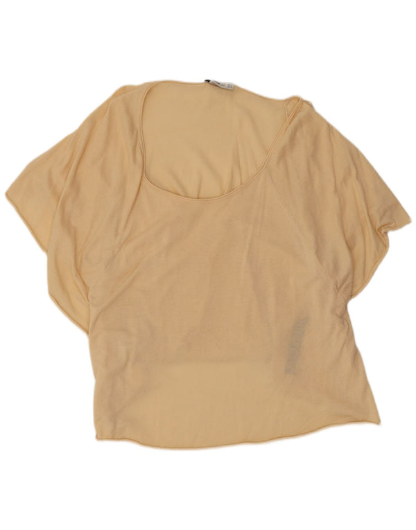 Zara Womens Batwing Oversize Blouse Top UK 10 Small Beige Cotton