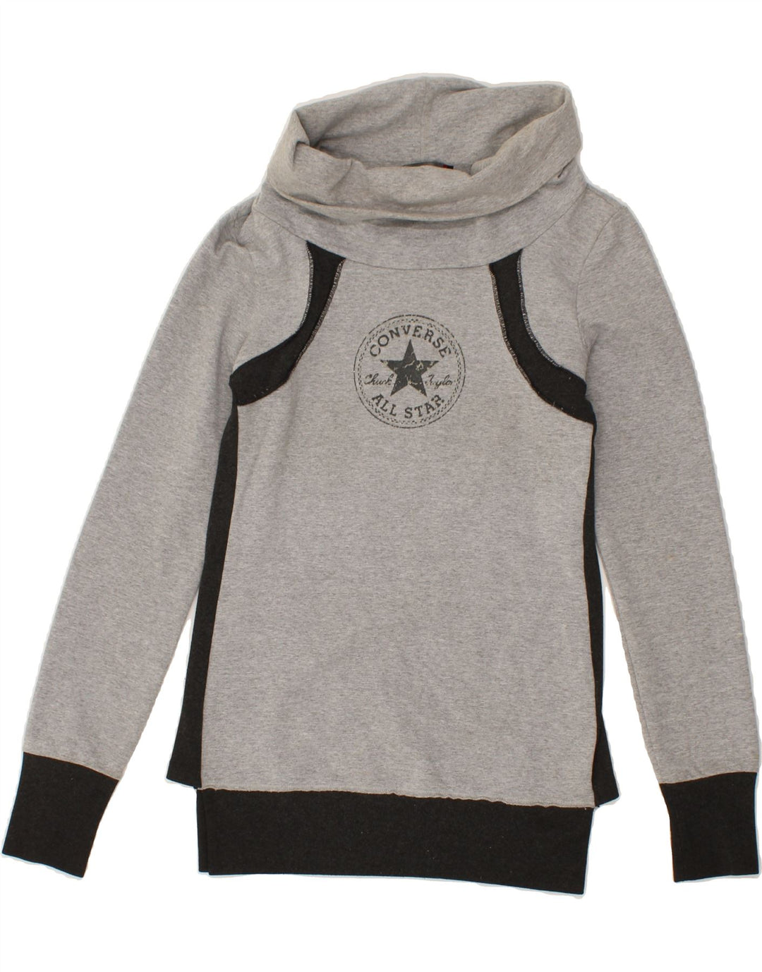 CONVERSE Womens Graphic Roll Neck Sweatshirt Jumper UK 10 Small  Grey Vintage Converse and Second-Hand Converse from Messina Hembry 