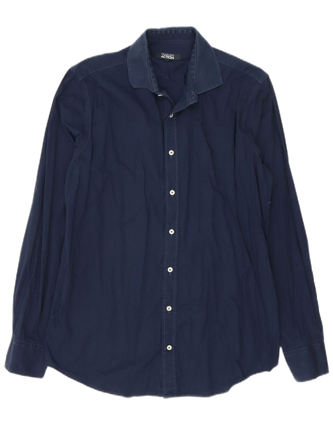 Trussardi Chemise Homme Taille 41/42 Large Bleu Marine Coton