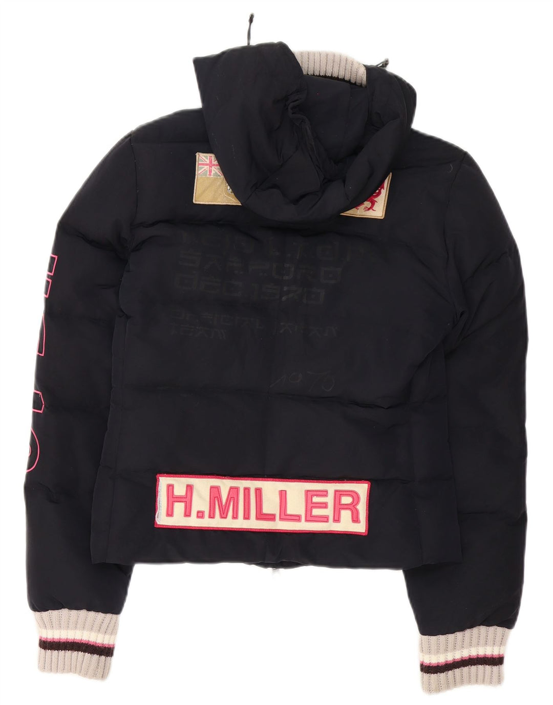 Kejo Veste matelassée à capuche graphique pour femme IT 42 Bleu marine moyen Polyamide