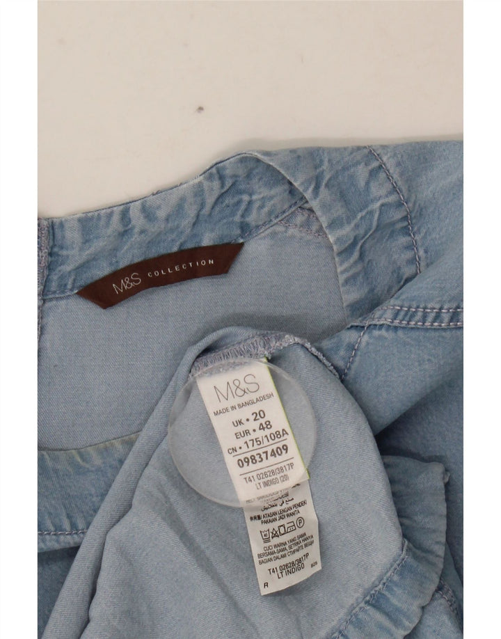 MARKS & SPENCER Haut chemisier en jean pour femme UK 20 2XL Bleu Lyocell