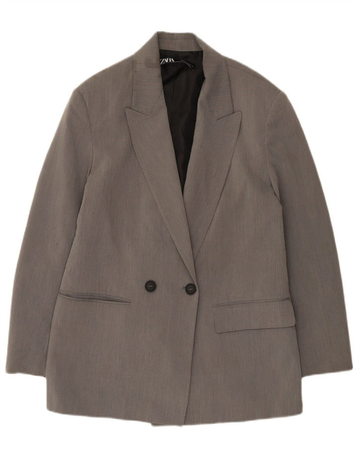 Zara Veste blazer surdimensionnée à double boutonnage pour femme UK 10 Petit Gris