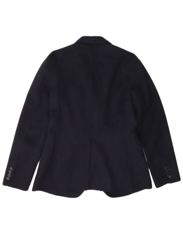 Massimo Dutti Veste Blazer 2 Boutons Femme EU 38 Petite Laine Bleu Marine