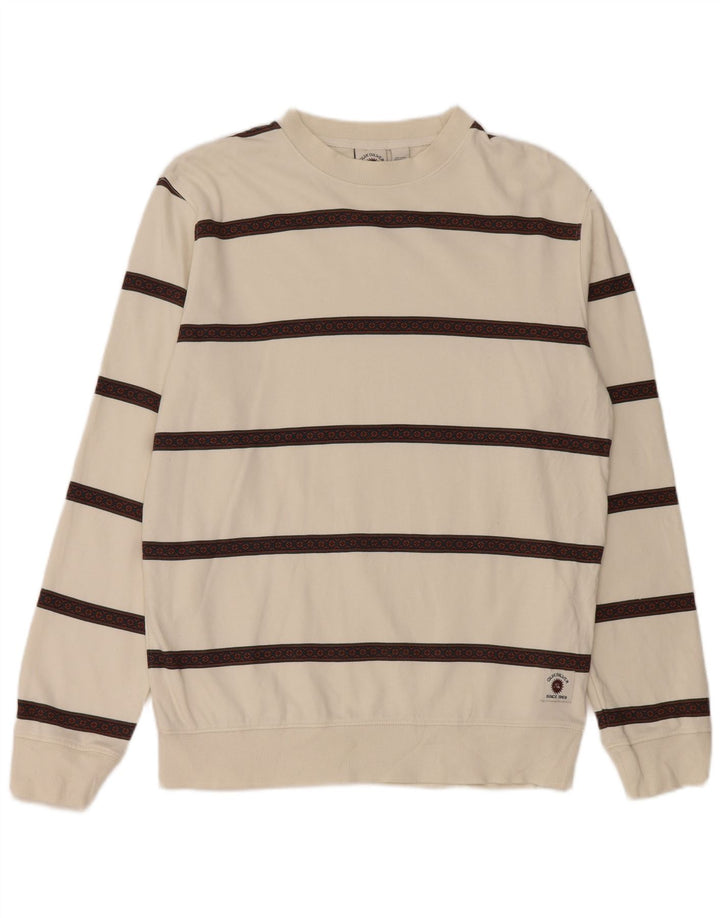 Quiksilver Sweat-shirt pour homme en coton rayé blanc moyen