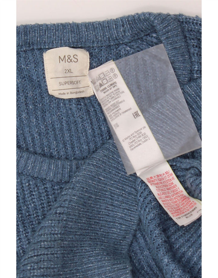 Marks & Spencer Pull ras du cou pour homme 2XL Bleu Polyamide