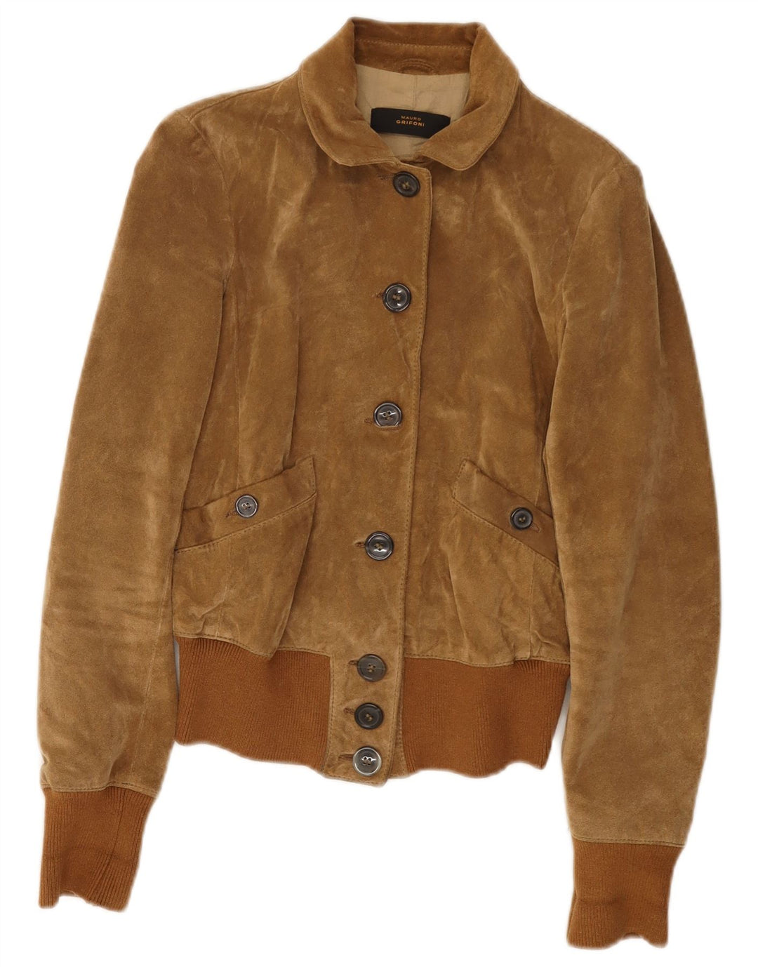 MAURO GRIFONI Blouson Bomber En Daim Femme IT 42 Cuir Marron Moyen