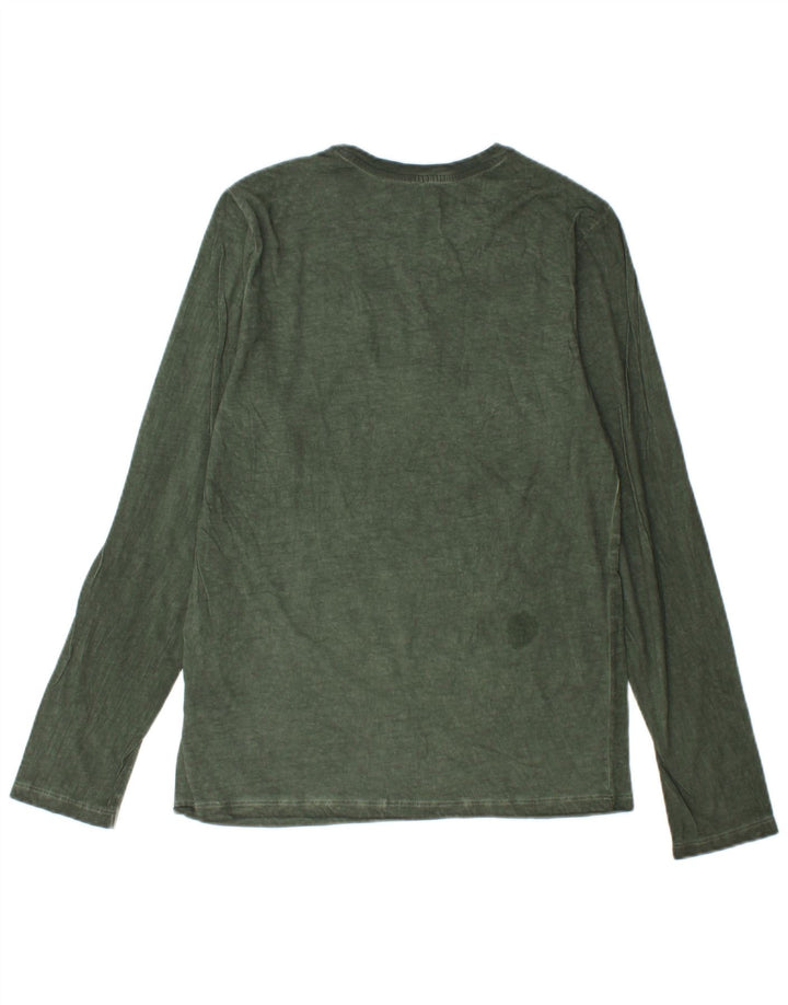 BENETTON Haut graphique à manches longues pour homme en coton vert petit