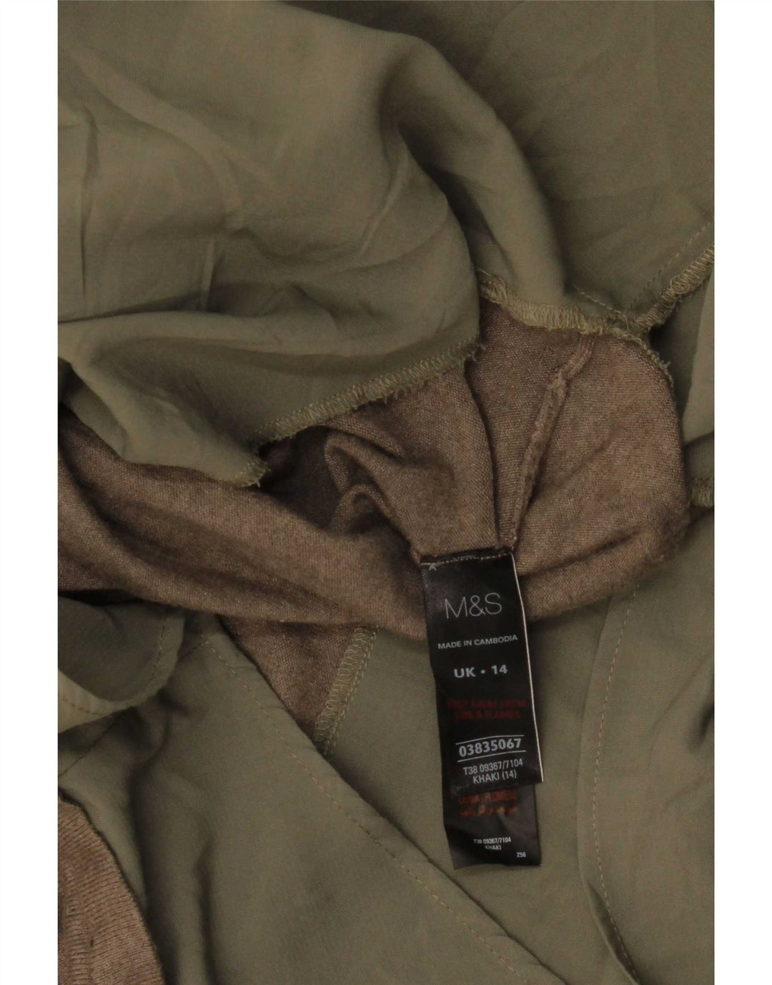 Marks & Spencer Chemise pull pour femme UK 14 Large Kaki Viscose