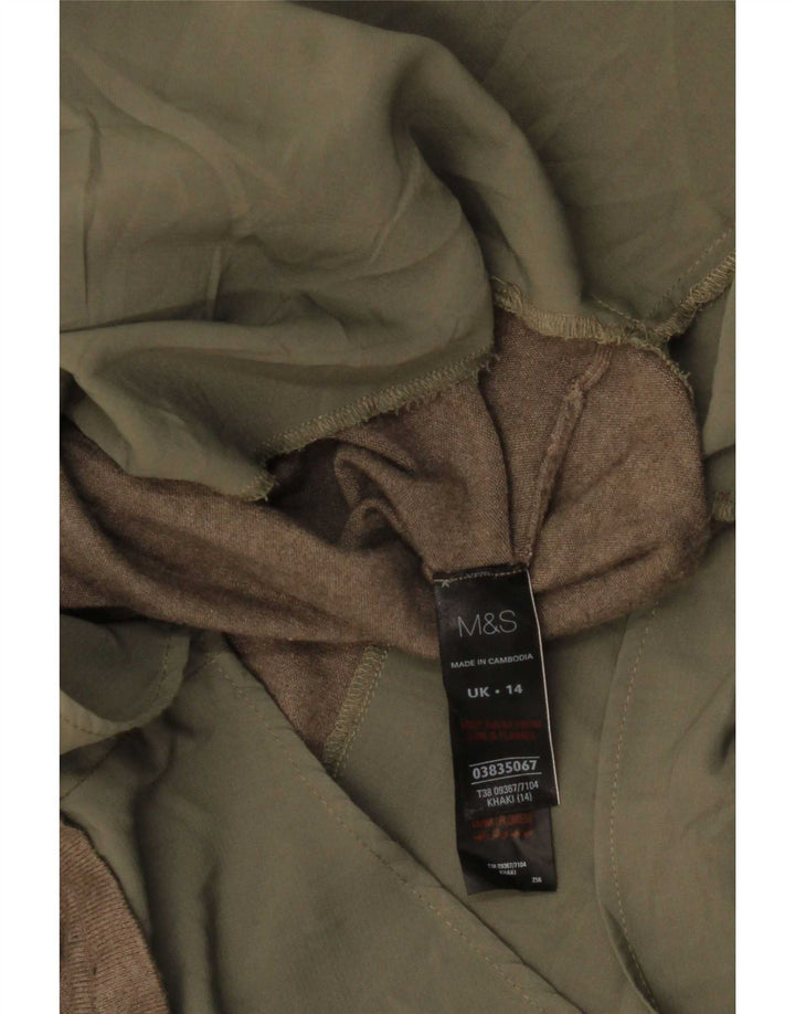Marks & Spencer Chemise pull pour femme UK 14 Large Kaki Viscose