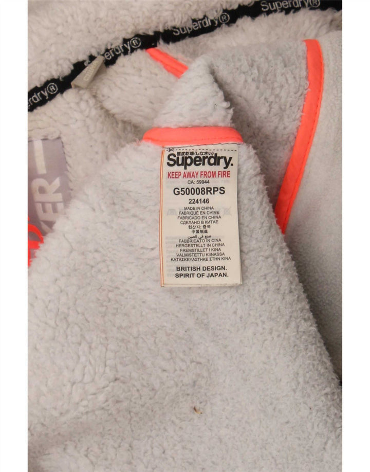 Superdry Veste coupe-vent à capuche pour femme UK 16 Large Gris Polyester