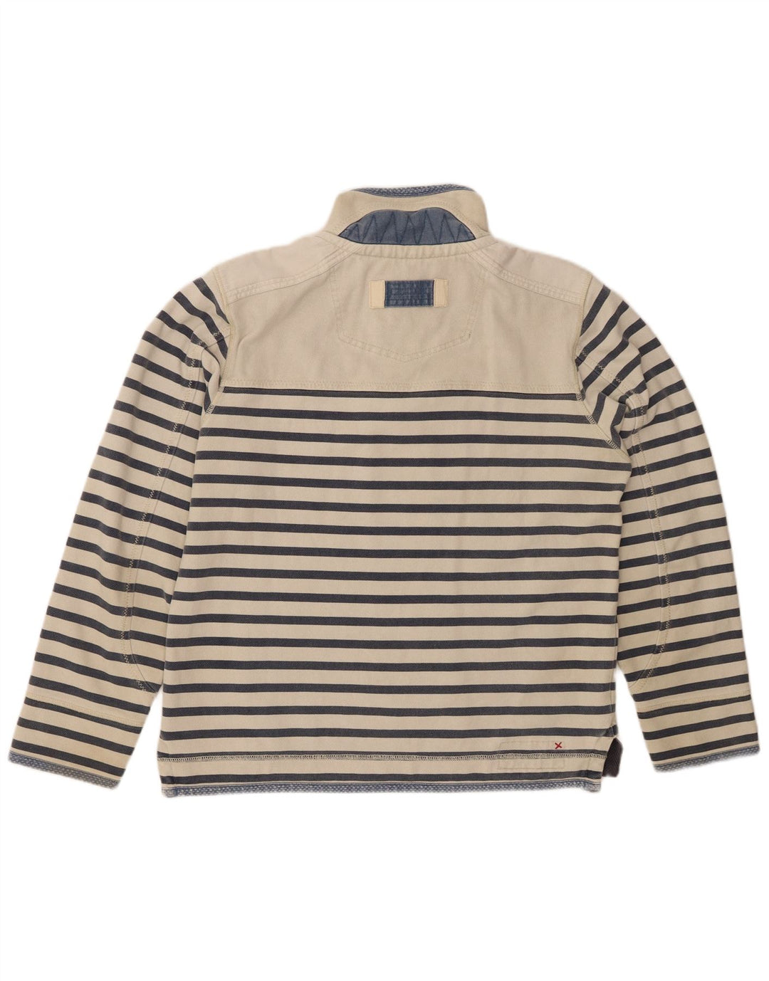 FAT FACE Sweat-shirt à col zippé pour homme Petit coton rayé blanc cassé