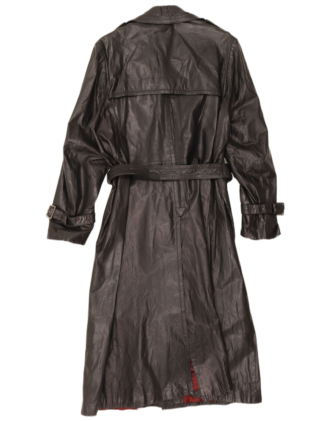 Manteau en cuir double boutonnage vintage pour femme IT 48 XL Noir