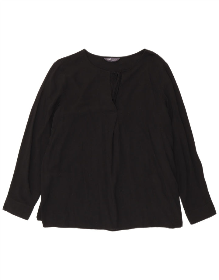MARKS & SPENCER Chemisier à manches longues pour femme UK 16 Large Noir Viscose