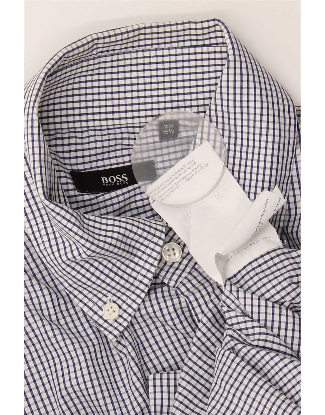 Hugo Boss Chemise Homme Taille 39 15 1/2 Coton Vichy Bleu Moyen