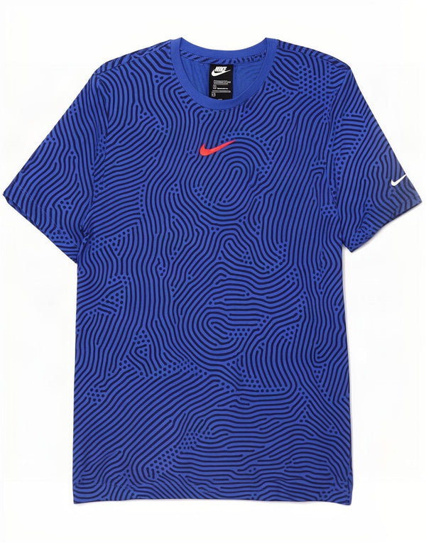 Nike Homme Coupe Standard T-Shirt Haut Bleu Moyen Géométrique Coton