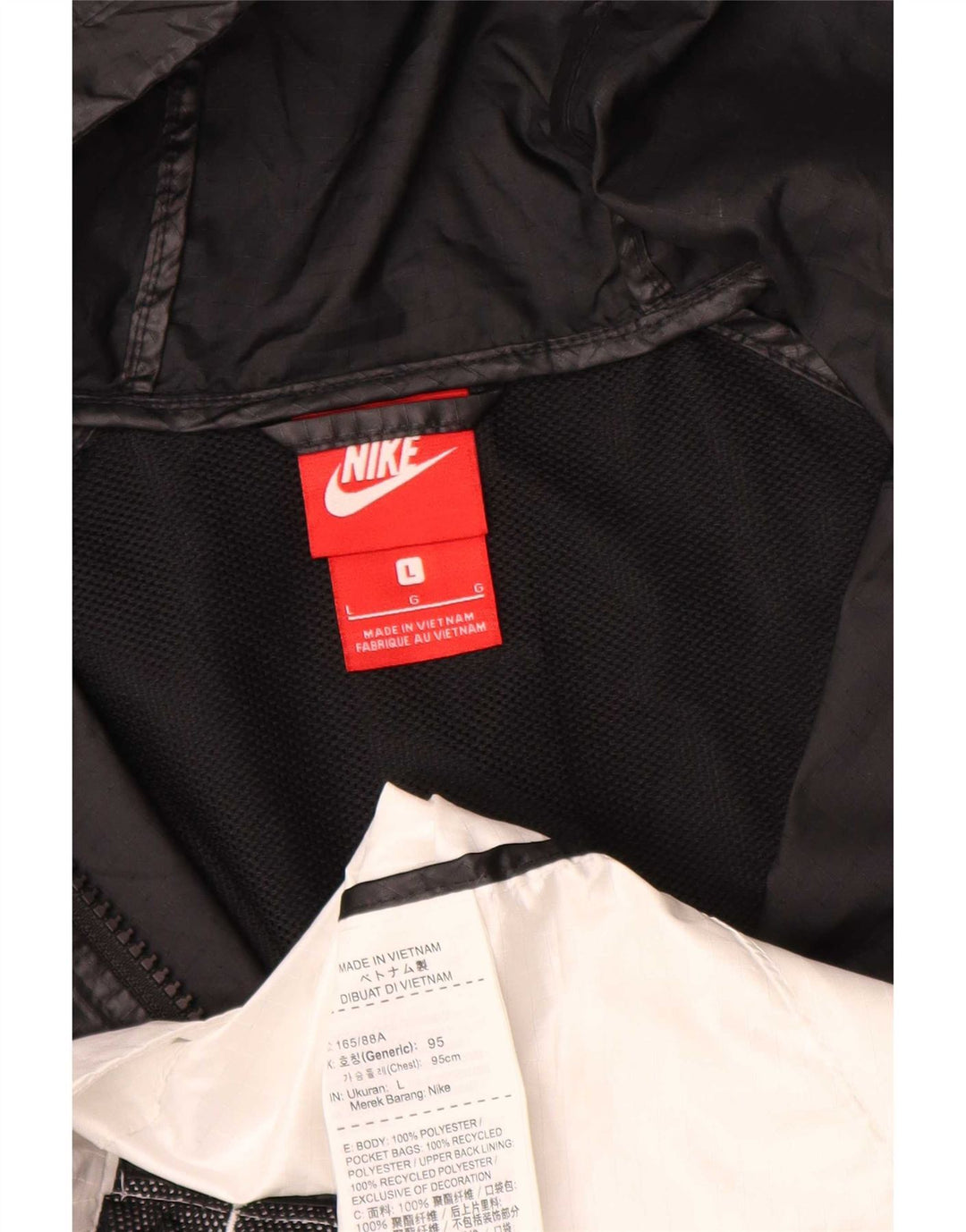 Nike Veste de pluie à capuche pour femme UK 16 Large Noir Colorblock Polyester