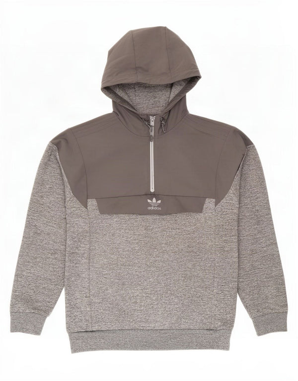 Adidas Pull à capuche zippé pour homme Gris moyen Polyester color block