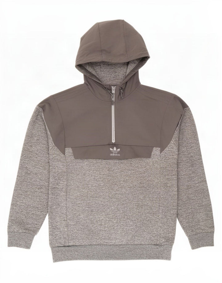 Adidas Pull à capuche zippé pour homme Gris moyen Polyester color block