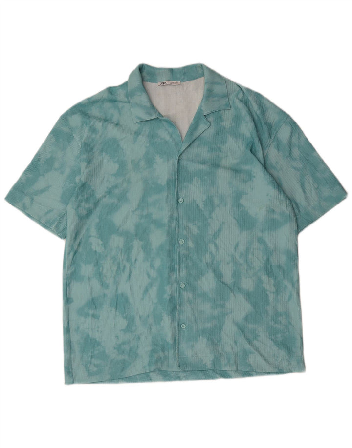 Chemise à Manches Courtes Homme Zara Bleu Moyen Tie Dye
