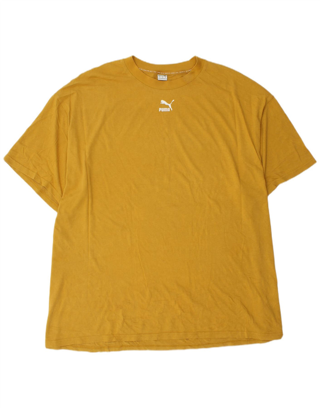 PUMA T-shirt coupe ample pour homme XL Jaune Coton