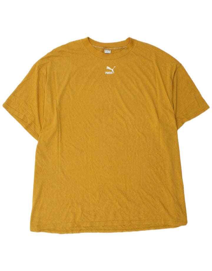 PUMA T-shirt coupe ample pour homme XL Jaune Coton