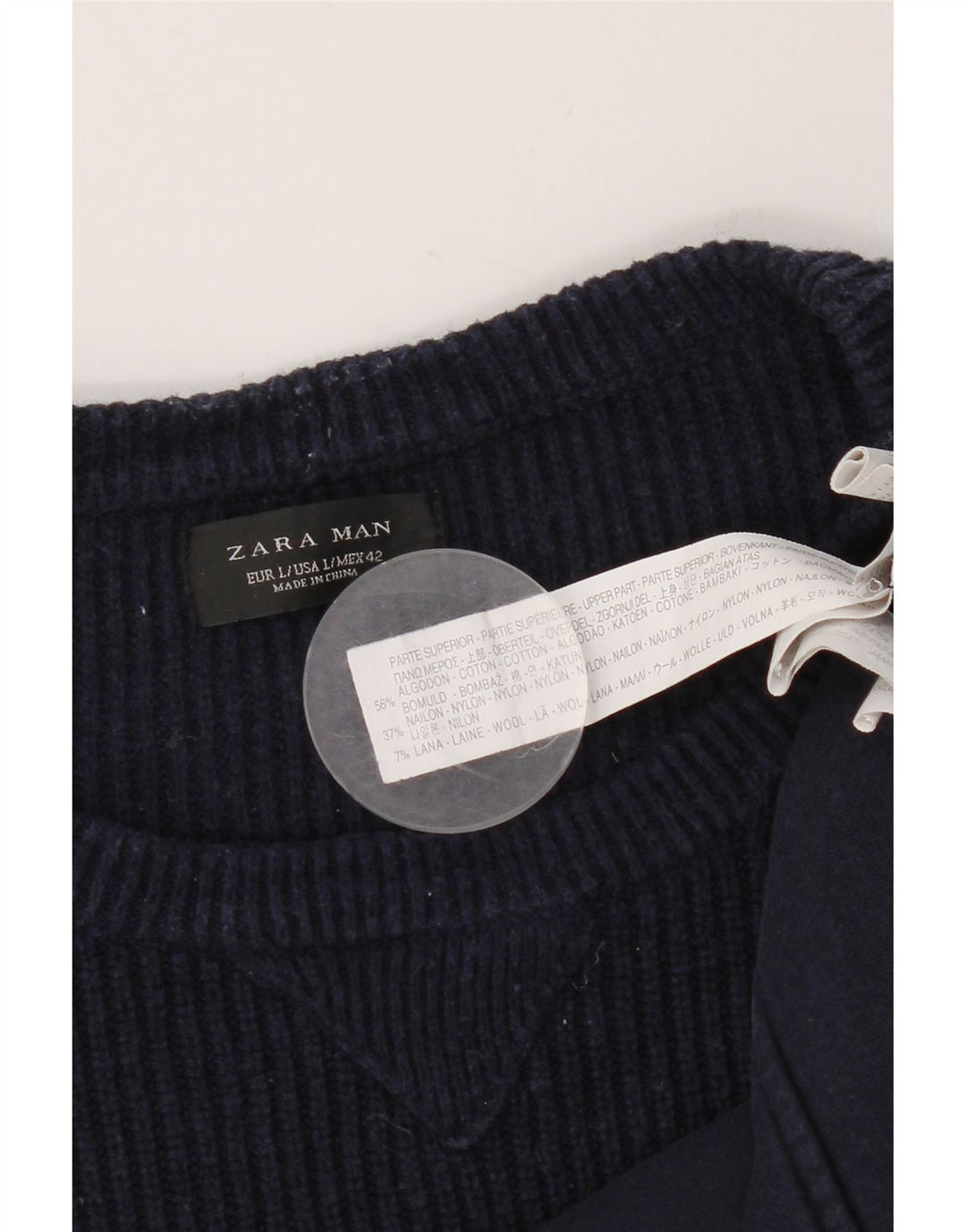 Zara Homme Sweatshirt Jumper Large Bleu Marine Coton