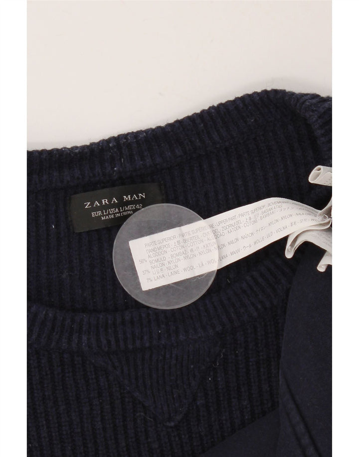 Zara Homme Sweatshirt Jumper Large Bleu Marine Coton