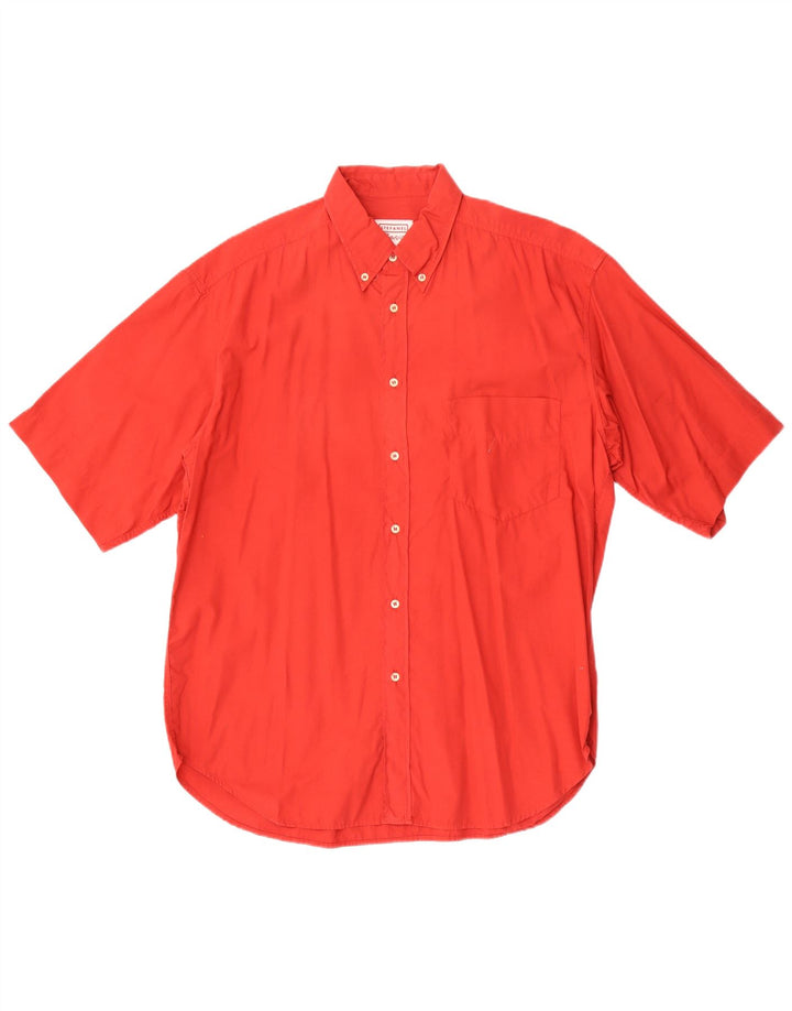 Stefanel Chemise à Manches Courtes Homme Rouge Moyen Coton