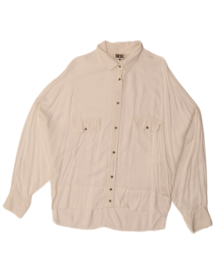 DIESEL Chemisier coupe ample pour femme UK 14 Rayonne blanche moyenne
