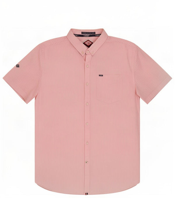 Superdry Chemise à manches courtes pour hommes 2XL Coton à fines rayures rose