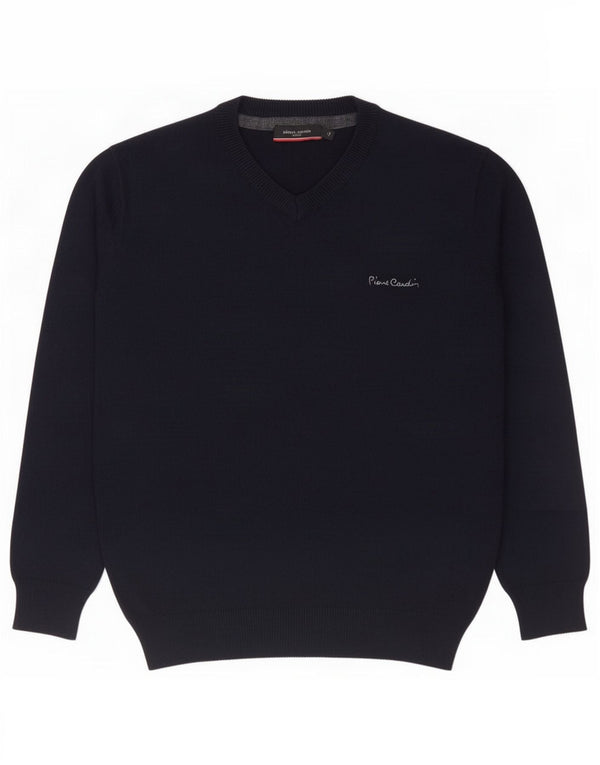 Pierre Cardin Pull col V pour femme UK 14 Acrylique bleu marine moyen