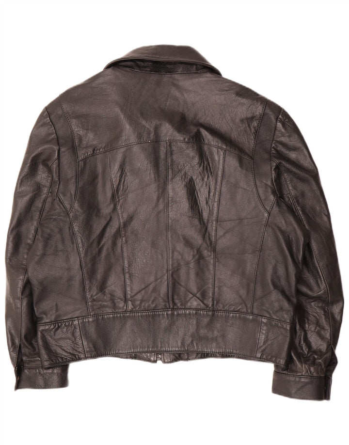 veste en cuir surdimensionnée femme vintage IT 50 XL Noir