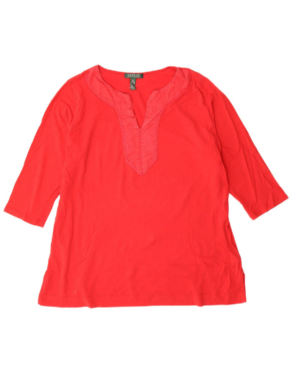 Ralph Lauren Chemisier à manches 3/4 pour femme UK 20 2XL Rouge Coton