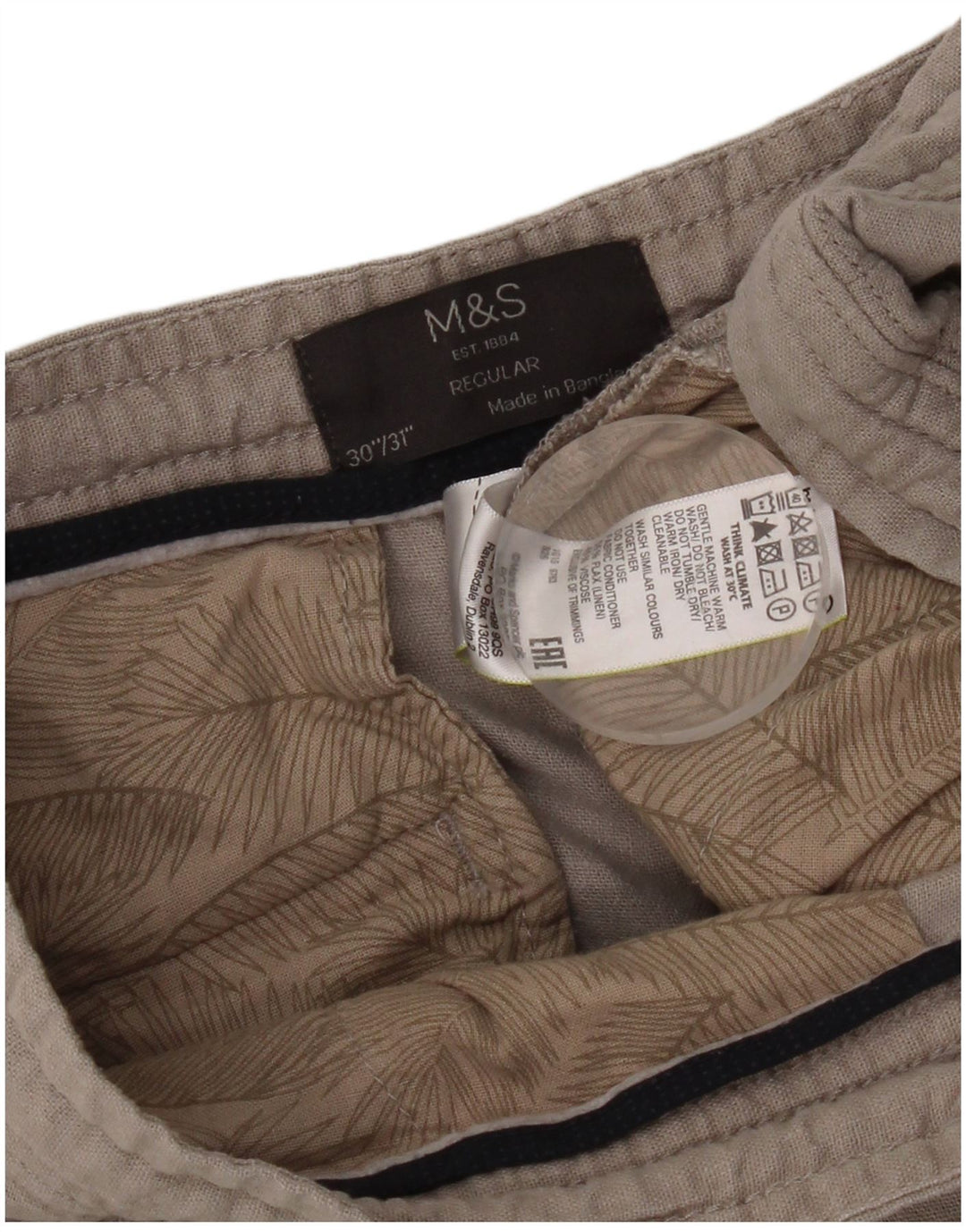 Marks & Spencer Pantalon Chino Droit Regular Femme W30 L31 Lin Gris