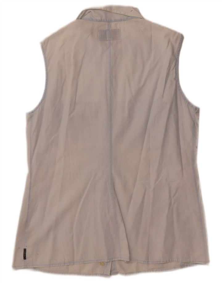 Armani Jeans Chemise sans manches pour femme UK 14 Large Bleu Coton
