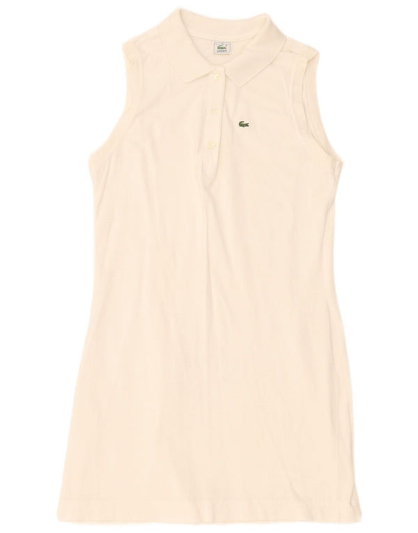 Lacoste Robe polo sans manches pour femme Taille 46 XL Blanc