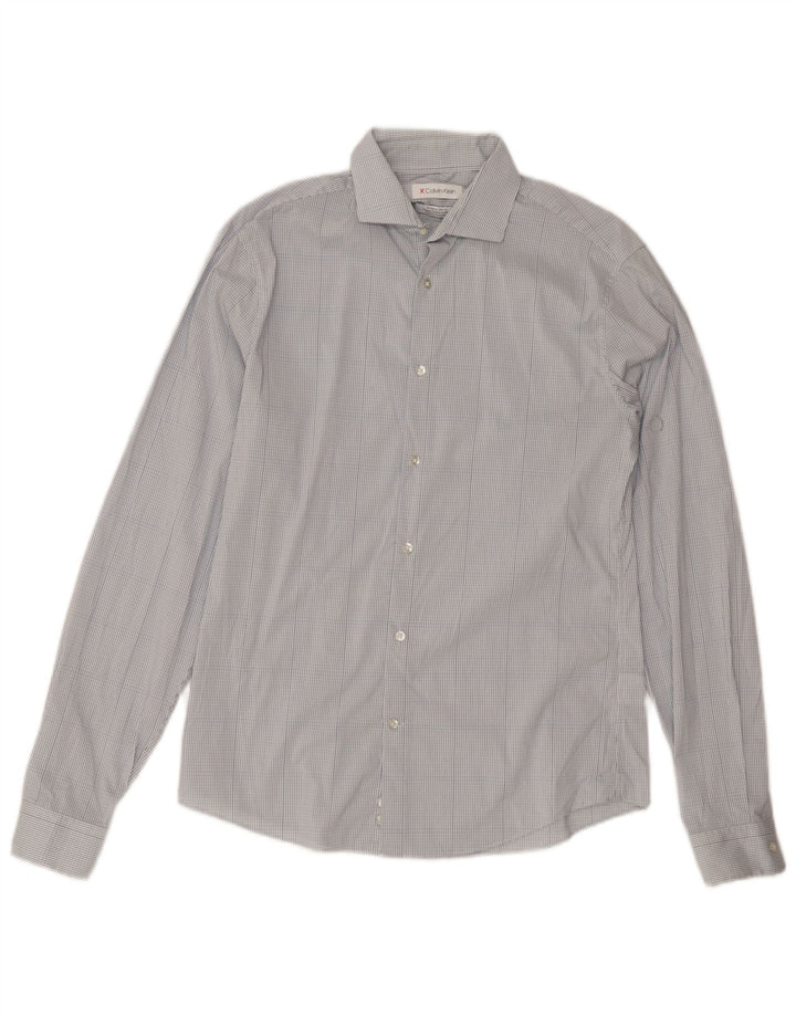 Calvin Klein Chemise extra slim fit pour homme Taille 15 Bleu moyen à carreaux
