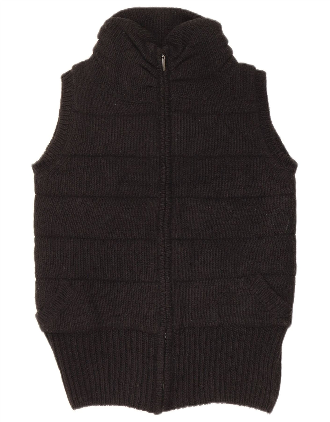 Zara Femme Gilet En Tricot UK 14 Acrylique Noir Moyen