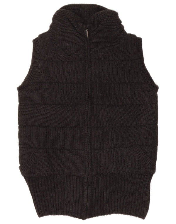 Zara Femme Gilet En Tricot UK 14 Acrylique Noir Moyen