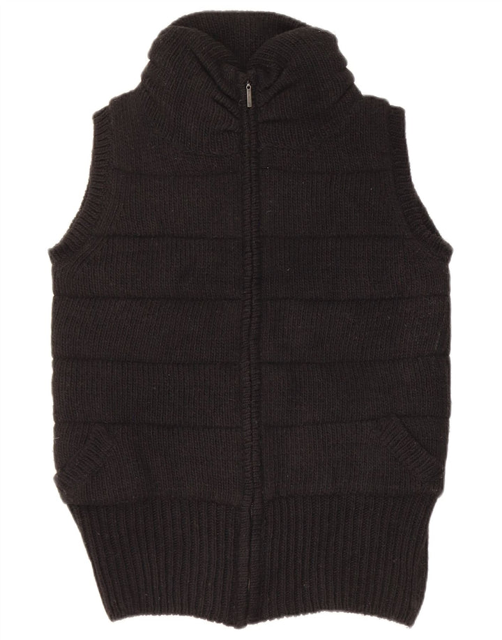 Zara Femme Gilet En Tricot UK 14 Acrylique Noir Moyen
