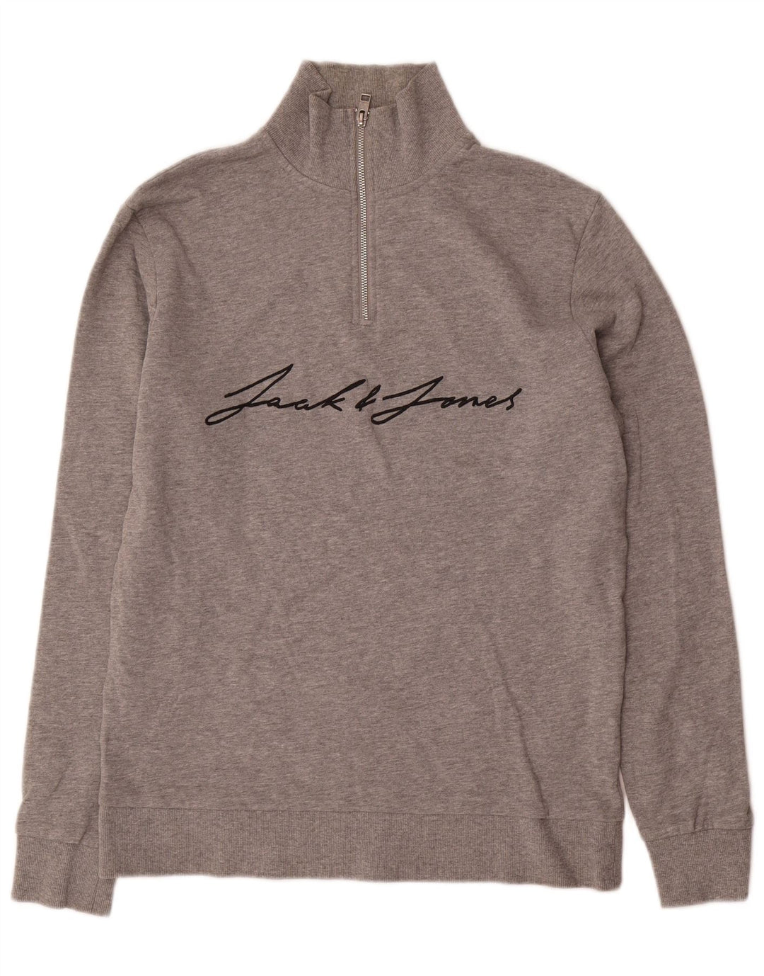 Jack & Jones Sweat-shirt graphique à col zippé pour homme, grand gris moucheté