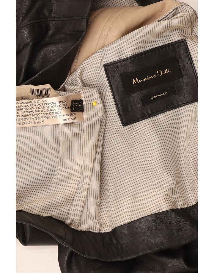 Massimo Dutti Veste en cuir pour femme UK 14 Grand cuir noir