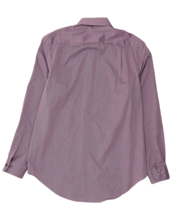 Calvin Klein Chemise slim fit pour homme Taille 15 1/2 Coton à fines rayures violet moyen
