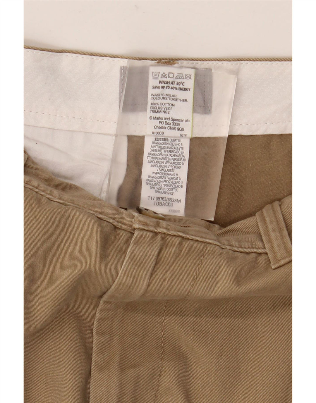 MARKS & SPENCER Short Chino Homme W32 Coton Marron Moyen