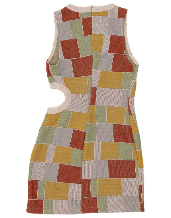 Zara Robe moulante sans manches pour femme UK 12 Medium Multicolore Géométrique