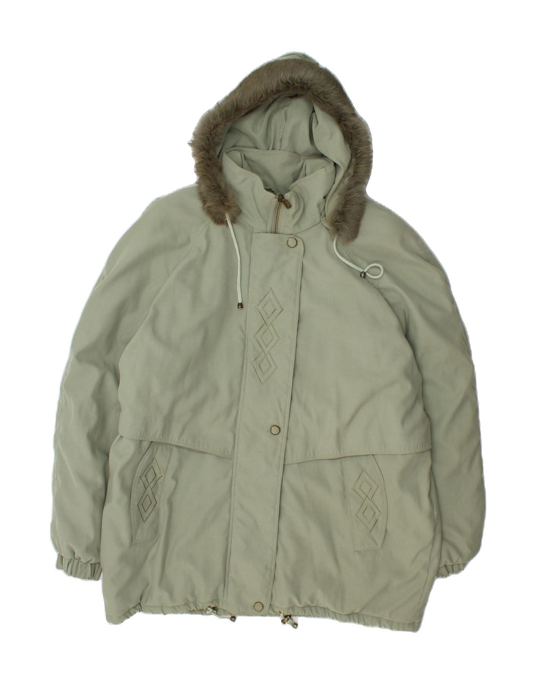 VINTAGE Womens Oversized Windbreaker Jacket UK 18 XL Green Argyle/Diamond Vintage Vintage and Second-Hand Vintage from Messina Hembry 