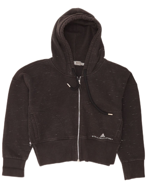 Adidas Pull à capuche zippé surdimensionné pour femme UK 10 Petit coton moucheté noir