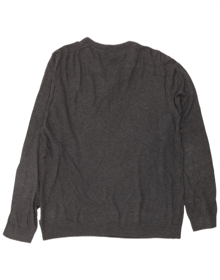 TED BAKER Pull col V pour homme Taille 4 Grand Coton Gris